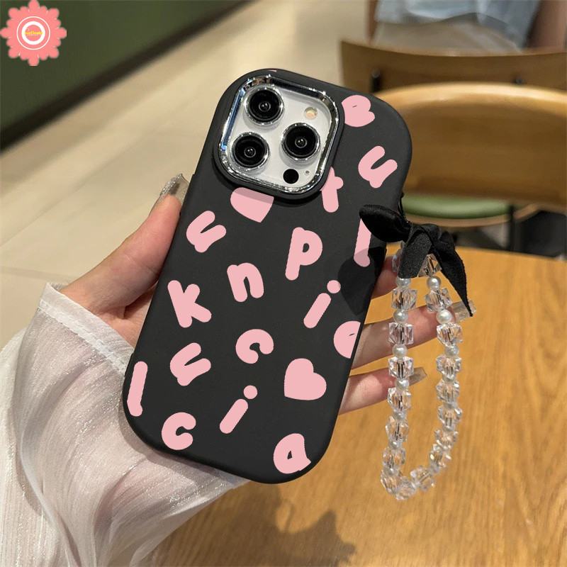 สําหรับ Infinix Hot 30i 40 20i Tecno Spark GO 10 20 Pro 10C 20C สมาร์ท 7 6 8 5 Pro Pop 8 8 7 6 Plus Hot 10 8 30 40 9 11 Play 10Lite Note 40 30 Pro แฟชั่น เคสตัวอักษรภาษาอังกฤษสีชมพูน่ารัก