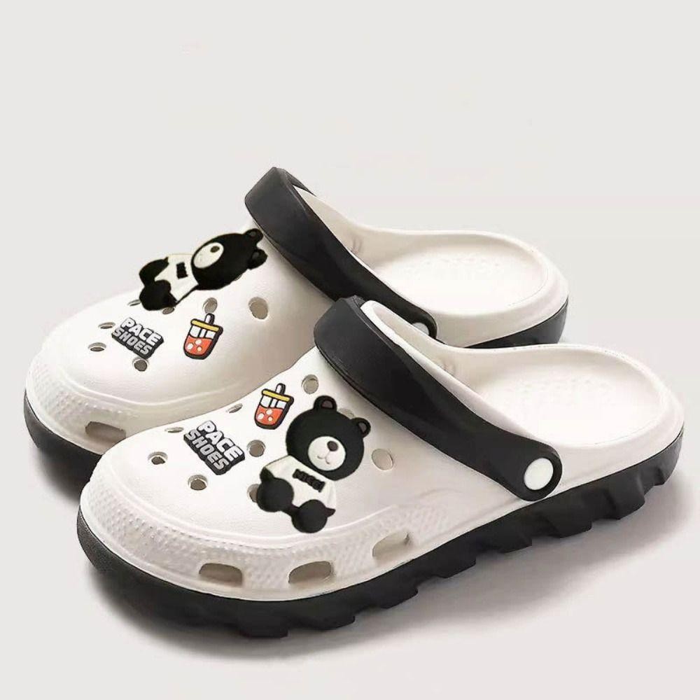 Agua1 Hole Shoe, รองเท้าแตะ PVC ตกแต่ง DIY, รองเท้าแตะชายหาดพื้นหนาส้นสูงฤดูร้อน