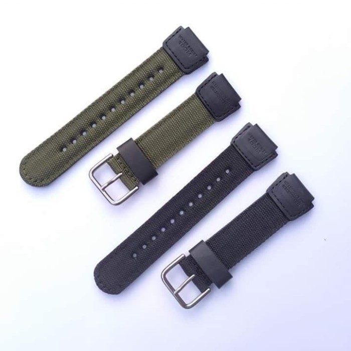 CASIO AW80 AW82 LEATHER CANVAS WATCH STRAP - สีดํา