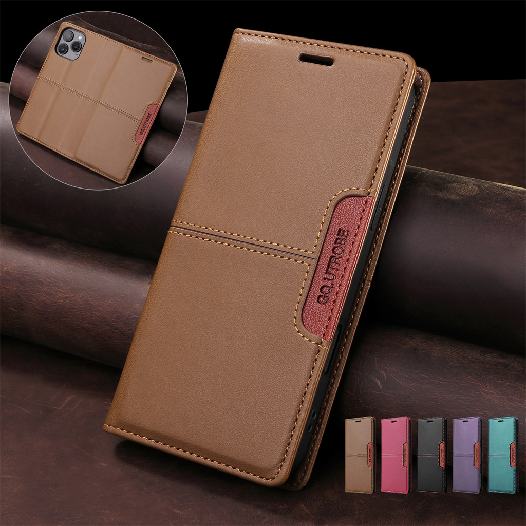 เคสไอโฟน Case for iPhone 17 Air 17e 16e 16 15 14 Plus 13 12 Pro Max เคสโทรศัพท์หนังฝาพับพร้อมช่องใส่บัตรสําหรับ Splice Color PU Faux Leather Flip Cover Magnetic Wallet With Card Slots Soft TPU Shell ซองมือถือ YG01