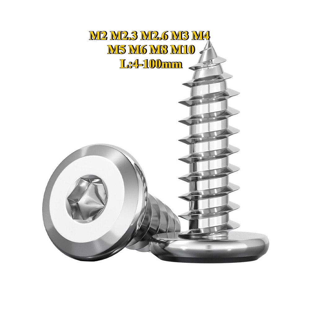 [BY-XSP-w] Round Flat Hex Socket Machine Screw/น็อต หัวจมแบน หัวกลมแบน สแตนเลส 304 สกรูแตะด้วยตนเอง M2M2.3M2.6M3M4M5M6M8M10