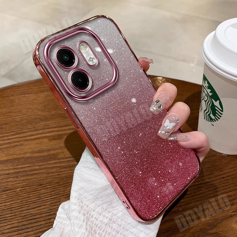 ปลอกแวววาวสําหรับ Infinix Smart 9 Infinix Hot 50i เคสโทรศัพท์ชุบ Lucky Deer Soft Gold Border ฝาครอบดูดซับแรงกระแทกกันชน Sflt
