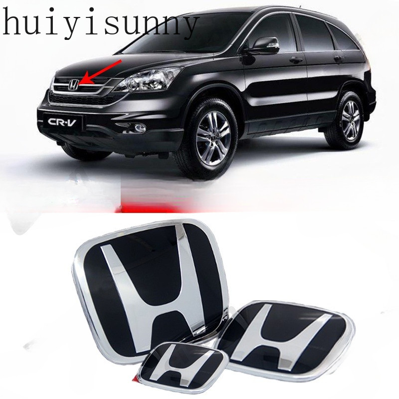 Hys สําหรับ Honda CRV CR-V 2007-2011 G3 Gen 3 อะคริลิค Honda สีดํา 3D สัญลักษณ์ด้านหน้าด้านหลังพวงมา