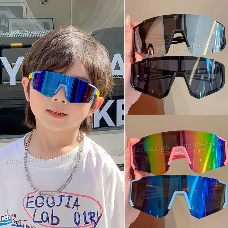 เด็กขี่จักรยานบุคลิกภาพแว่นกันแดดป้องกันรังสียูวีชายหญิงกีฬาอาทิตย์แว่นตากลางแจ้งกรอบใหญ่ขี่แว่นตาแว่นตาสําหรับเด็ก3-12ปี