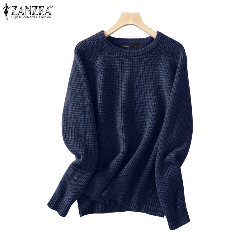 Zanzea ผู้หญิงเกาหลีลําลองรอบคอ Raglan เสื้อแขนยาวลายสก๊อตเสื้อสวมหัว Presale