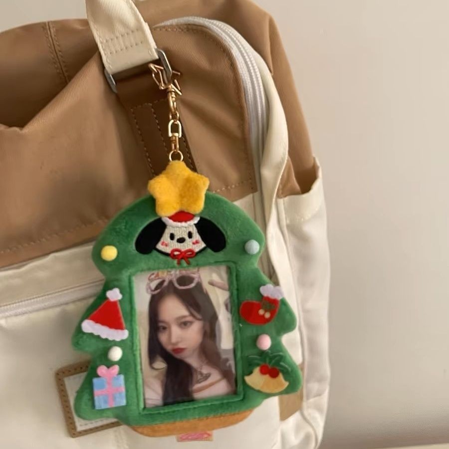 Original Cute Puppy Christmas Tree Plush Card Sleeve Korean Ins Polaroid Photo Idol Small Card Display Pendant
