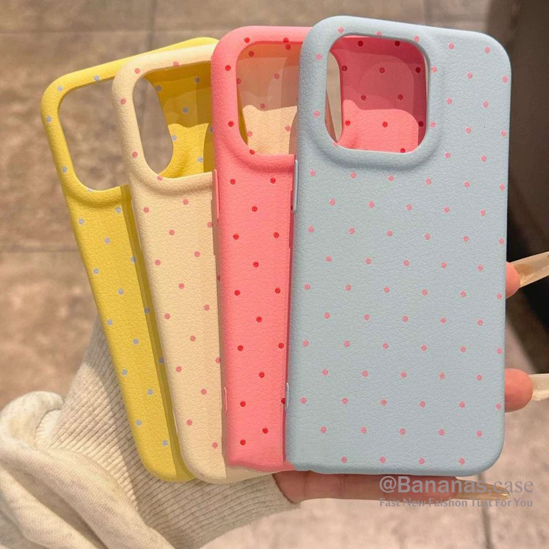 Iphone 16 15 14 13 12 11 Pro Max X Xr Xs Max 7 8 Plus SE2020 เคสโทรศัพท์ Ins สีลูกกวาดวงกลมจุดนุ่มปกหลัง