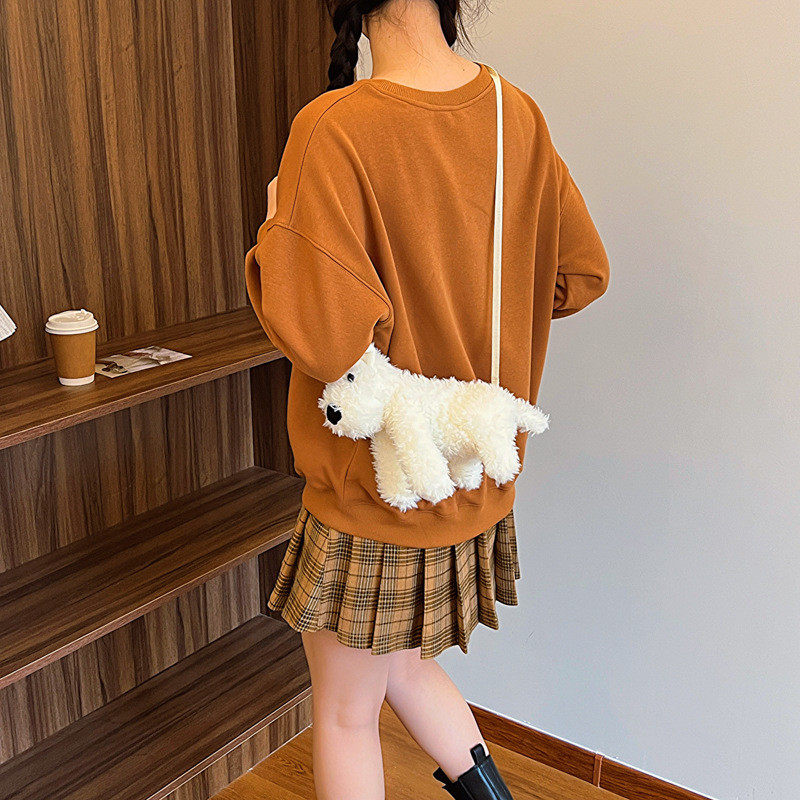 ตุ๊กตาลูกสุนัขแฟชั่นใหม่การ์ตูน West Highland ตุ๊กตากระเป๋าสะพาย Messenger ได้
