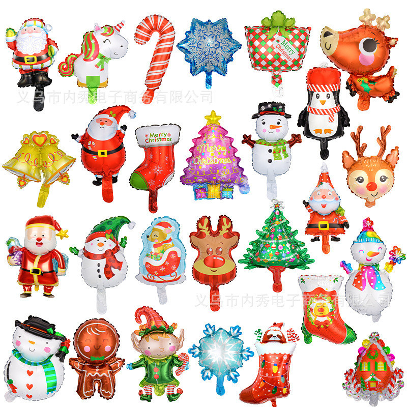 คริสต์มาสลูกโป่งฟอยด์ขนาดมินิ เซ็ต 30 ชิ้น คละแบบ 2026 Happy New Year (พร้อมส่งจากไทย)