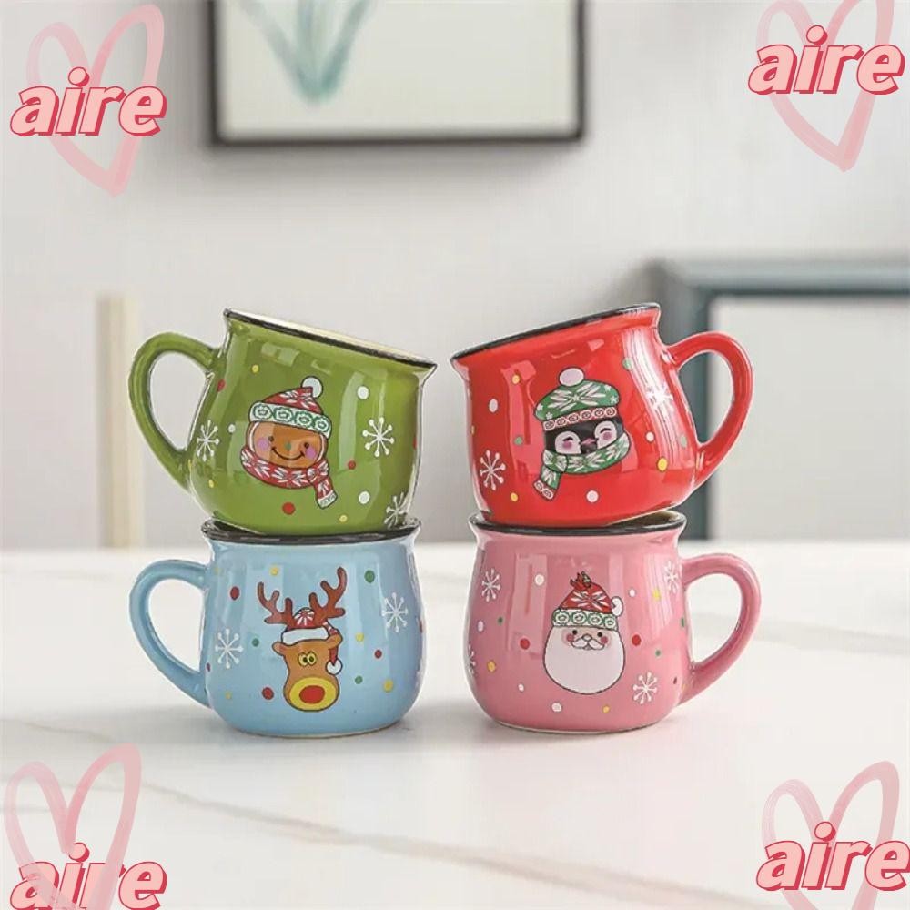 อากาศ1 แก้วเซรามิคคริสต์มาส,แก้วกาแฟ เครื่องดื่ม ป้องกันการรั่ว,การ์ตูนน่ารักซานตาถ้วยอาหารเช้า150มล ถ้วยเดินทาง