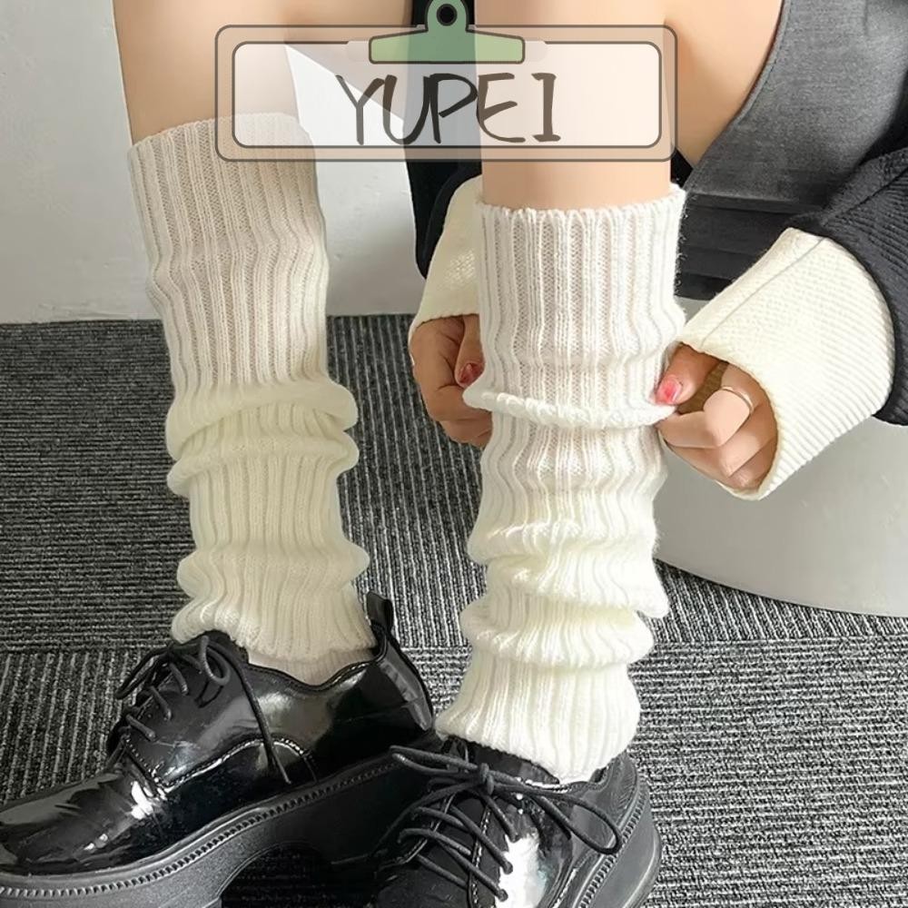 Yupei 1 คู่ต้นขา Tights, Warm White สีดําถักเท้า, 40/50/70 ซม.Lolita Leggings ฤดูใบไม้ร่วงฤดูหนาว
