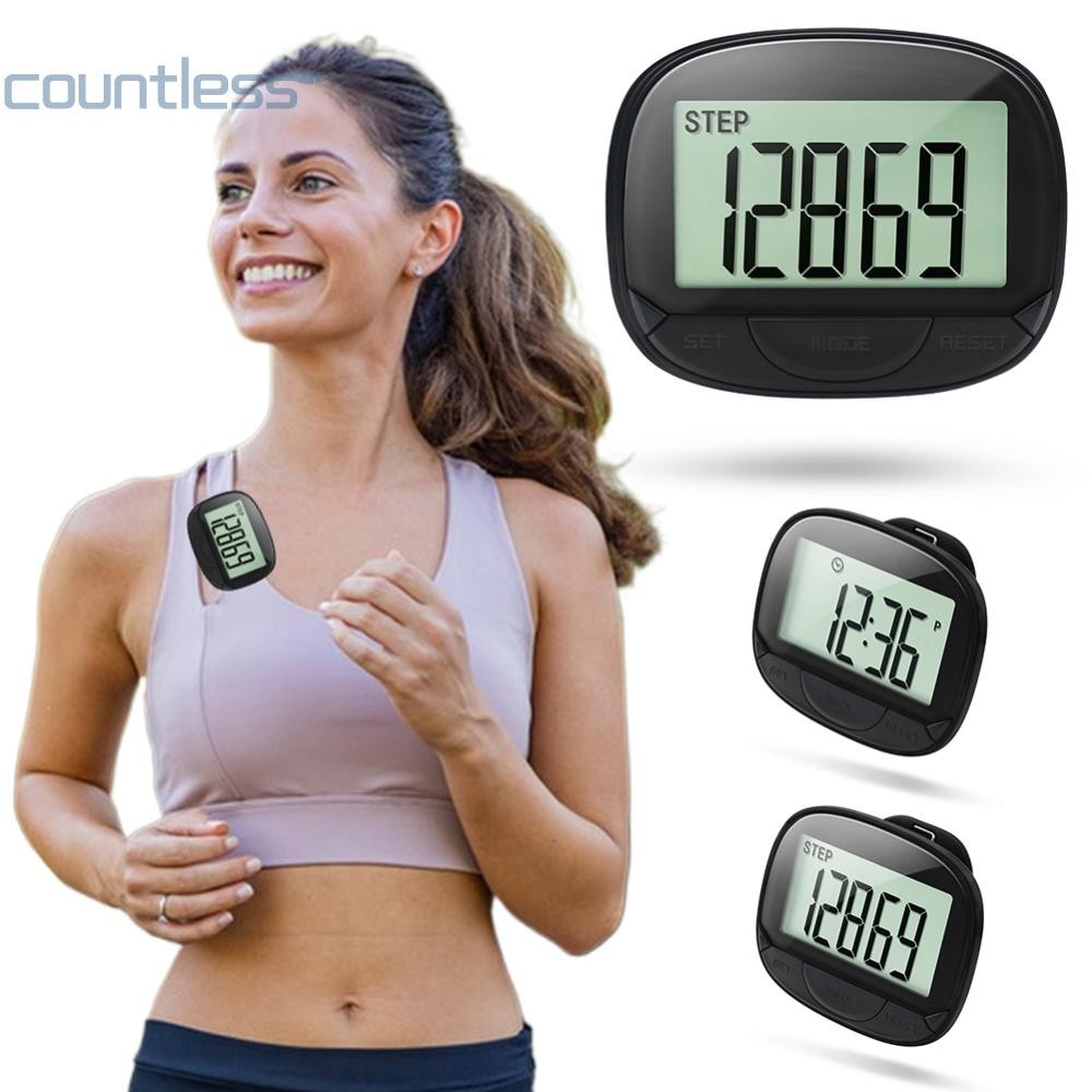 Clip-on Pedometer Step Counter เครื่องนับก้าวแคลอรี่หน้าจอขนาดใหญ่สําหรับผู้หญิงผู้ชาย AU [นับเลข]