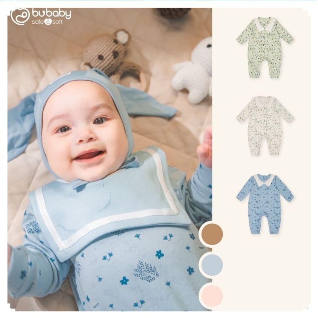 [BU Baby] (1M-12M) ชุดบอดี้สูทแขนยาวคอปกกะลาสีสําหรับเด็กชายและเด็กหญิง - BCT2153FF | บูเบบี้ของแท้
