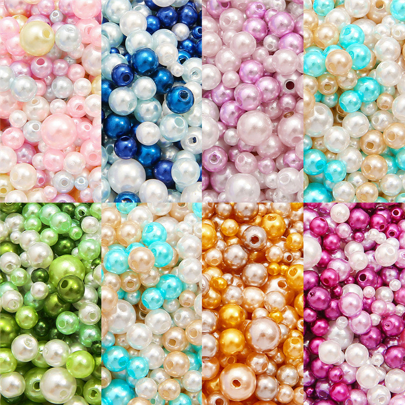 St. kunkka 4-10mm 20/10g ลูกปัดไข่มุกABS ลูกปัดขนาดผสม เลียนแบบไข่มุกที่มีสีสันรอบลูกปัดพลาสติกผสมสําหรับ DIY สร้อยข้อมือสร้อยคอทํา
