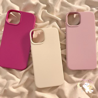 สีทึบ เคสไอโฟนXR สำหรับ IPhone 12 11 15 13 7 16 14 Pro Max XR XS X 7Plus 8Plus Max 16 7 8 Plus SE เชลล์นุ่ม Cowhide