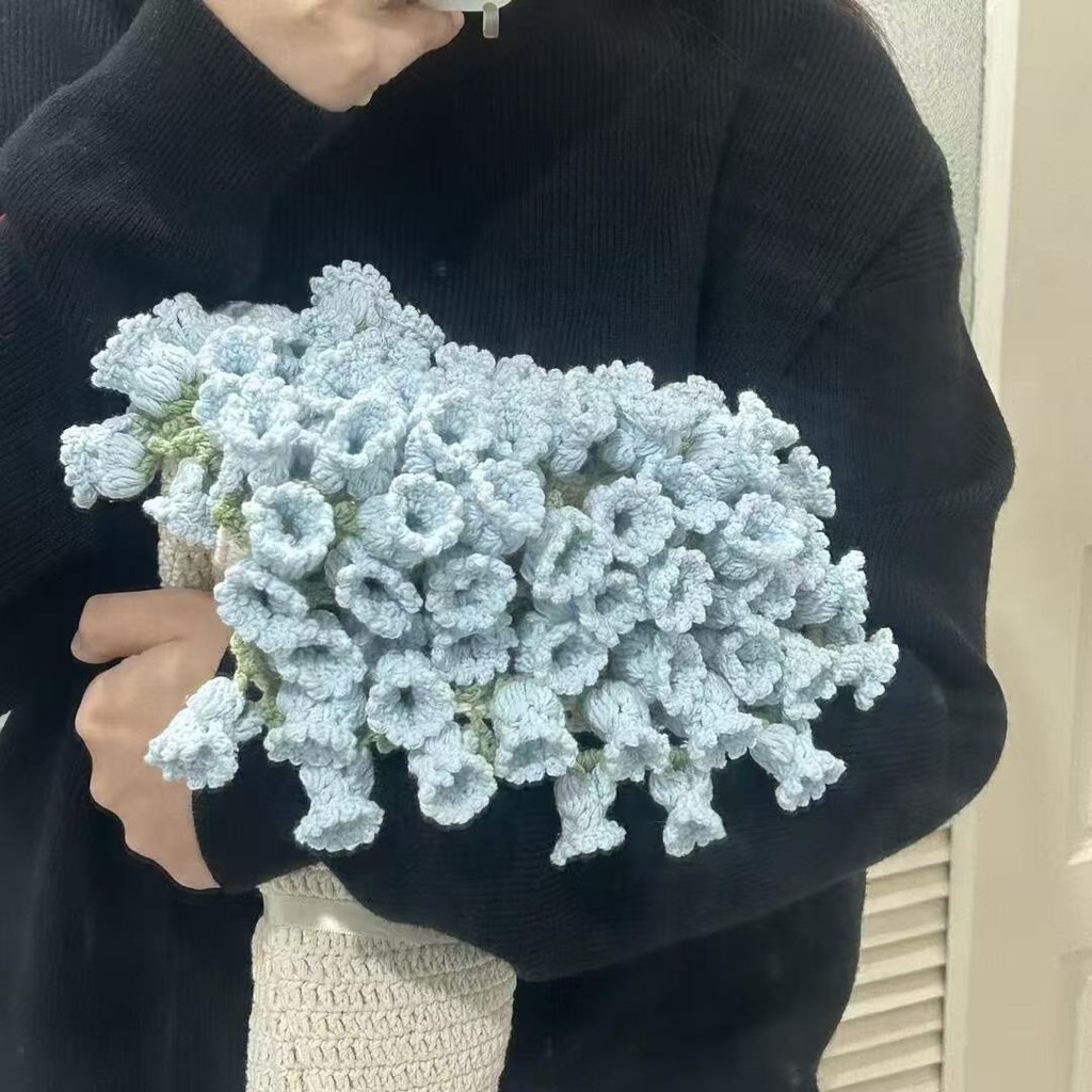 Hot Sale#Hand-knitted Yarn diy Rose Linglan Blanket Jasmine Flower Bouquet Crochet Creative Gift Mat