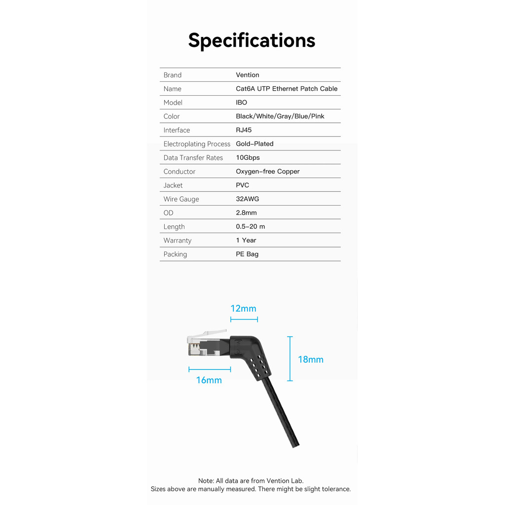 Vention CAT6A สายอีเธอร์เน็ต 10Gbps 90/360 องศาการหมุน CAT 6A Slim เครือข่ายอินเทอร์เน็ตสาย Lan สําหรับ PC PS4 Router RJ45 สาย