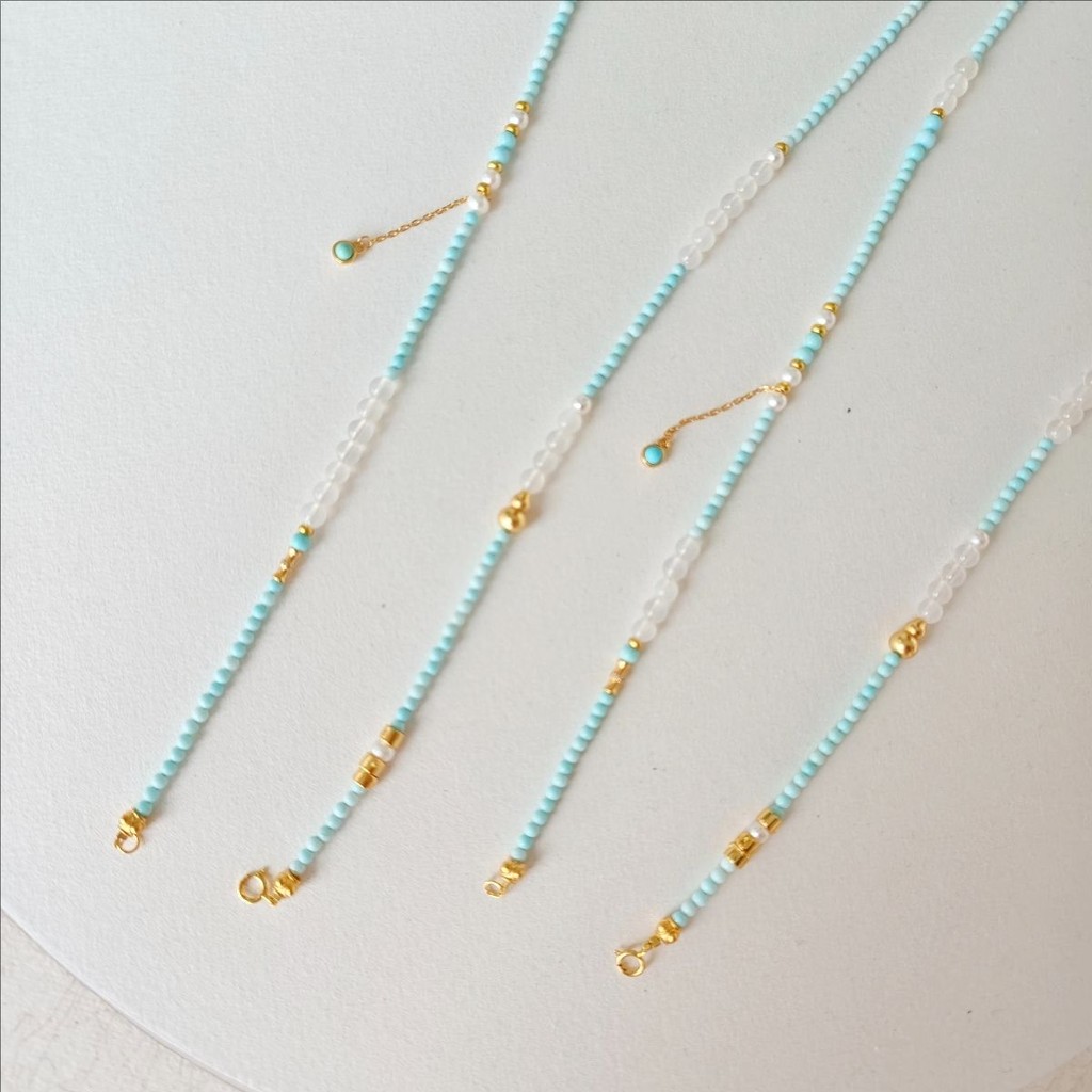 Dfd Niche Design Turquoise สร้อยคอผู้หญิงไข่มุกน้ําจืด Gourd ลูกปัดยาวเสื้อกันหนาว Universal CHAIN อ