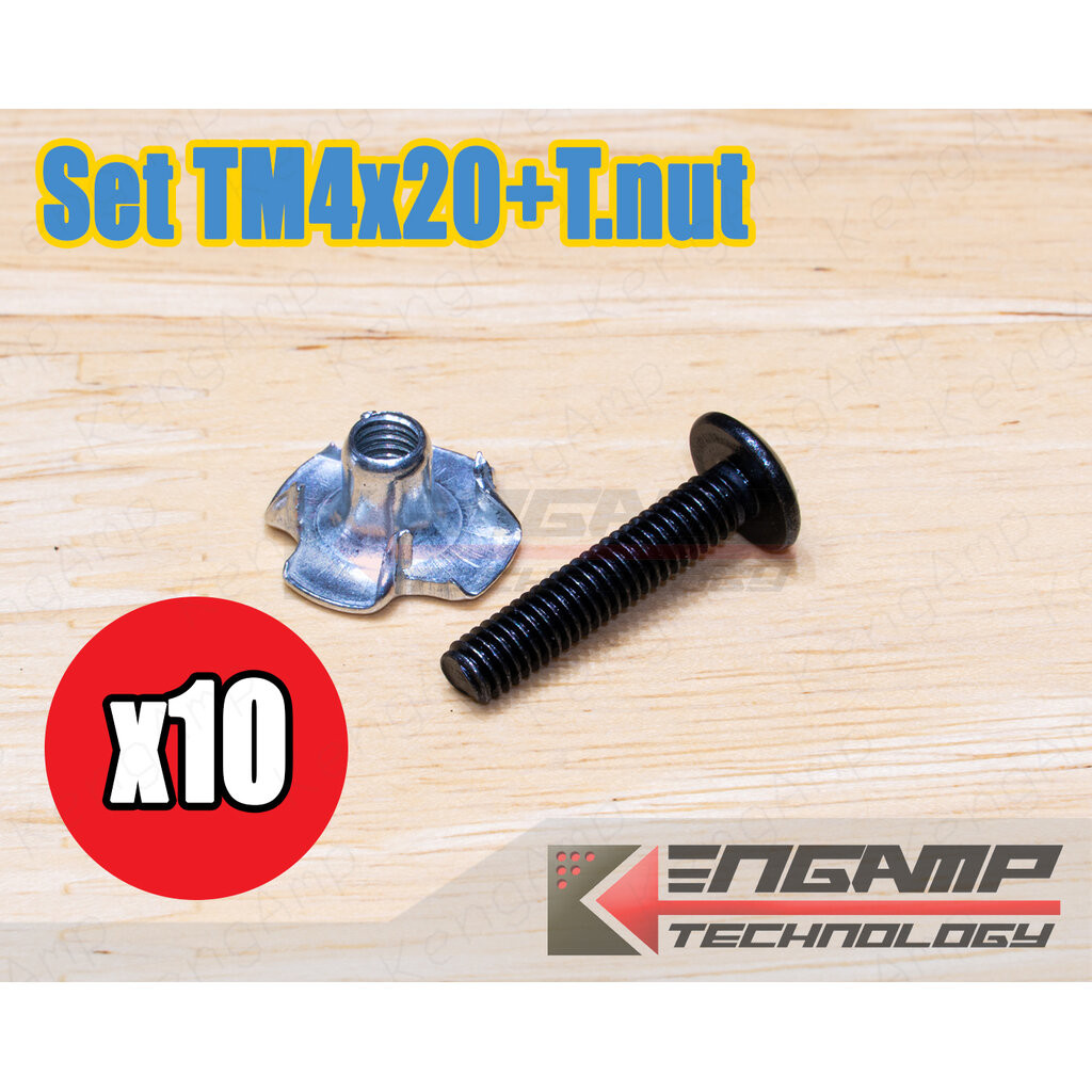(10ชุด) น๊อต TM4x20mm + T.nut M4
