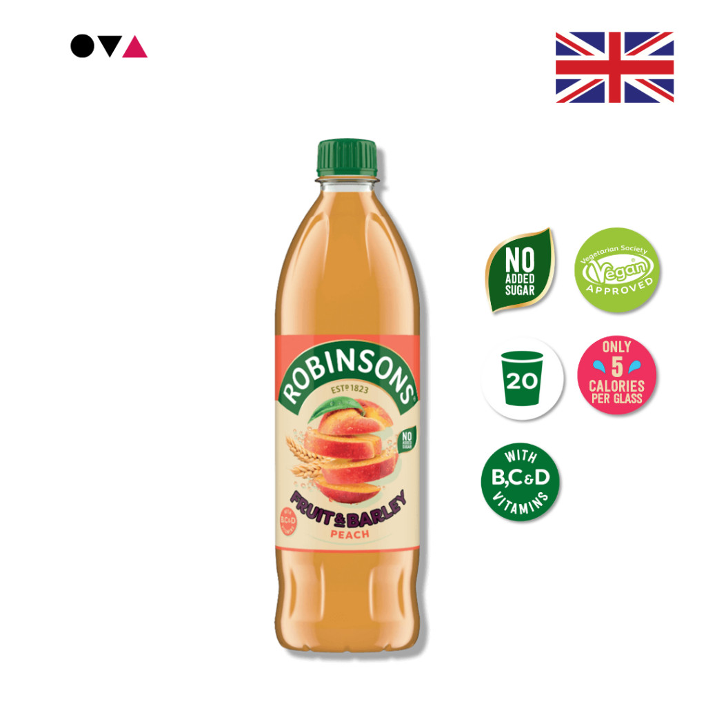 Robinsons Fruit & Barley Peach 1 ลิตร น้ำพีชและข้าวบาร์เลย์ สดชื่นและมีประโยชน์