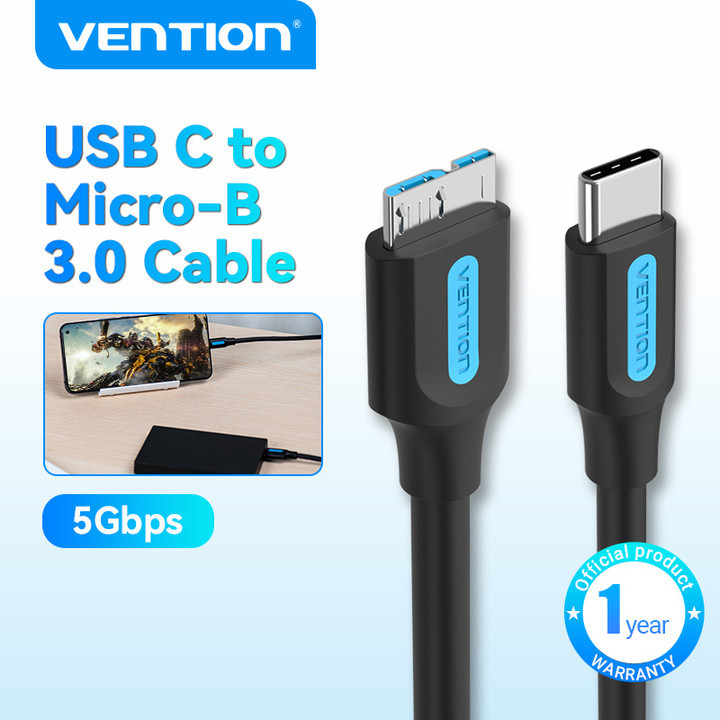 Vention Type C ถึง Micro USB 3.0 สาย 5Gbps Fast Data Transfer USB Male C ถึง Micro Male B Cable 1 เม