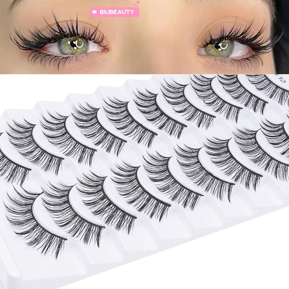 Biubeauty 10 คู่ขนตาปลอม, Full Strip Handmade Faux Mink Lash, แฟชั่นผู้หญิง Natrual ยาว Cruelty-ฟรีขนตาปลอม Eye Lash Extension