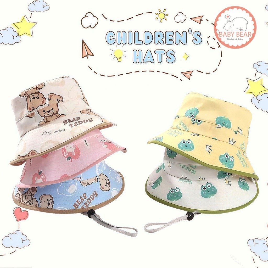 หมวกบักเก็ตเด็ก หมวกกันแดดเด็ก  เหมาะกับใส่กลางแจ้ง แฟชั่นฤดูร้อน แนะนำอายุ3-6ปี