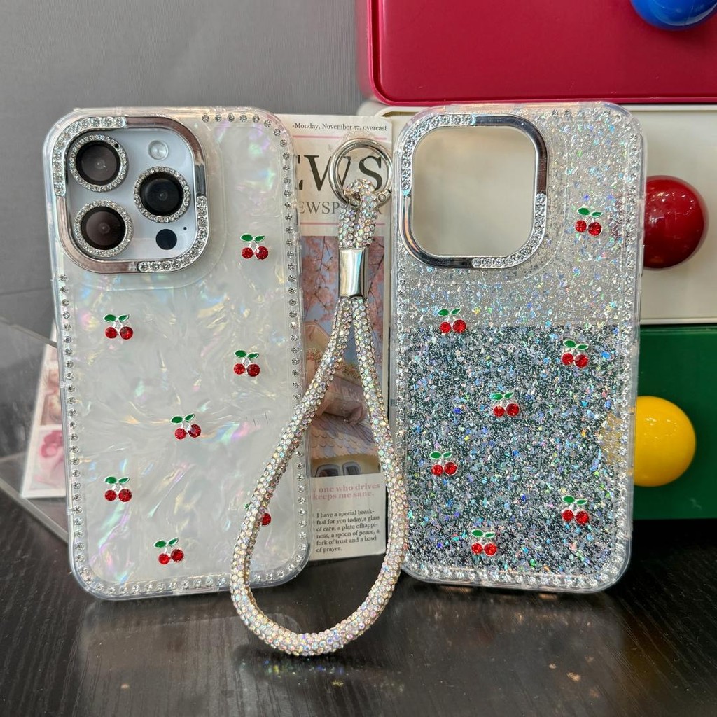 【จัดส่งจากประเทศไทย】สำหรับ Apple 16promax Case สำหรับ iphone12 13 14 15 หรูหราเรียบง่ายเชอร์รี่ขนาดเล็ก 16pro กรณีอ่อนนุ