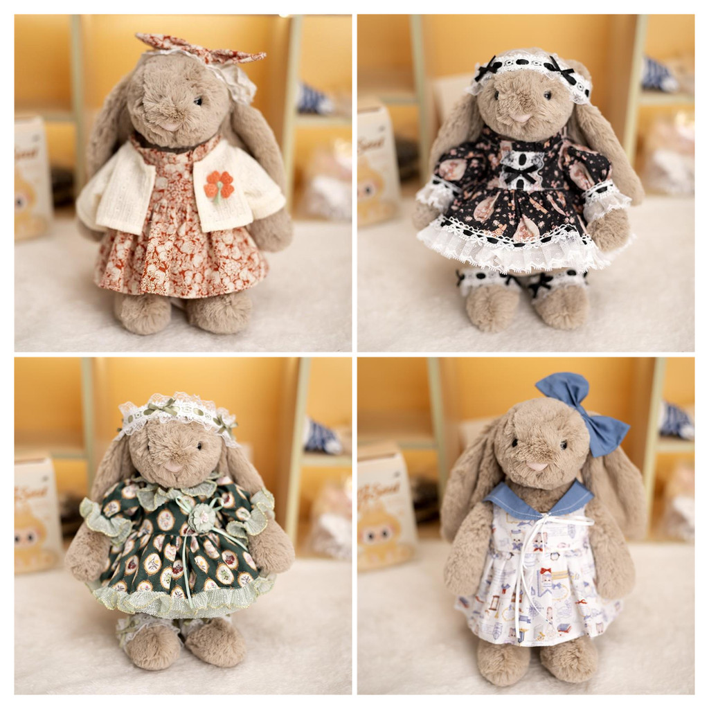 Jellycat 32cm Bunny ชุดชุดกระต่ายคอลเลกชันตุ๊กตากระต่ายบอนนี่เสื้อผ้าเด็กตุ๊กตาน่ารัก DIY แต่งตัวสำหรับกระต่าย
