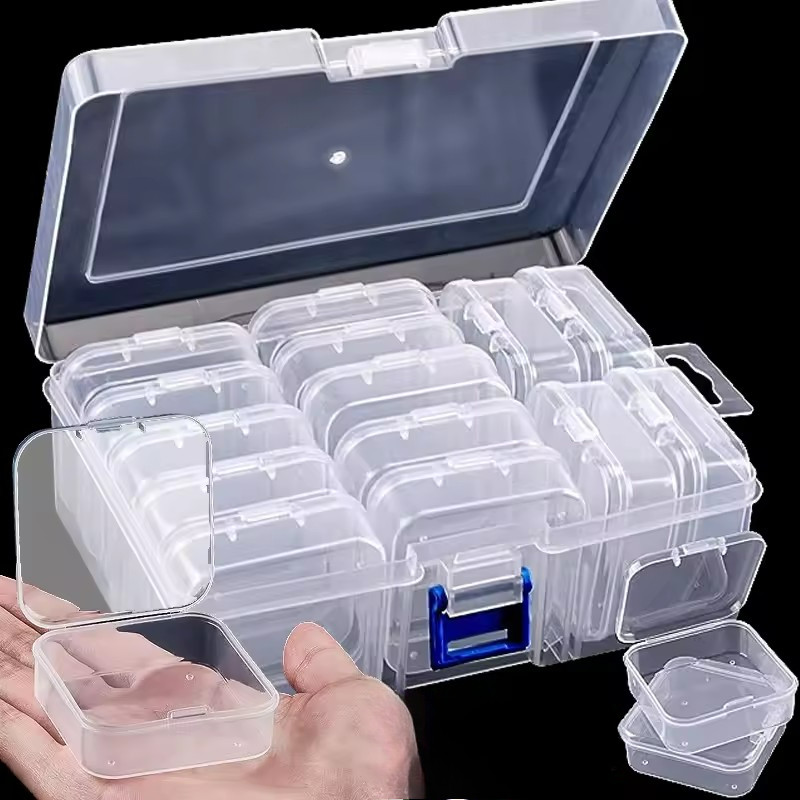 กล่องเก็บของทรงสี่เหลี่ยมใสขนาดเล็ก – อุปกรณ์จัดระเบียบ DIY 30 ช่องสําหรับเครื่องประดับ แหวน ลูกปัด – อุปกรณ์งานฝีมือขนาดกะทัดรัดและการเดินทาง
