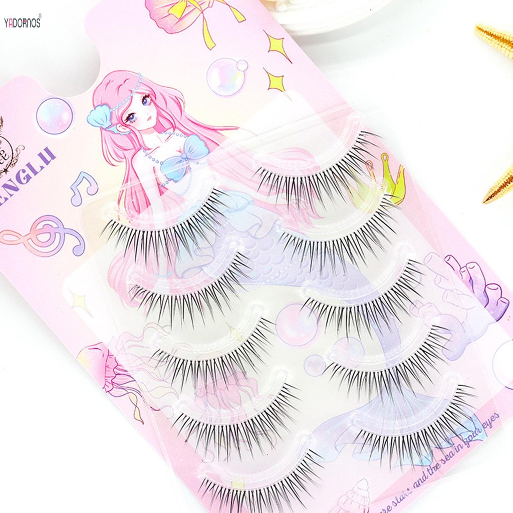 【ready】5 คู่ - ขนตาที่มีน้ำธรรมดา - ขนตาธรรมชาติโปร่งใส - เลียนแบบขนตาแท้จริงและปลอมที่นุ่มและสะดวกสบาย - รูปที่ 4