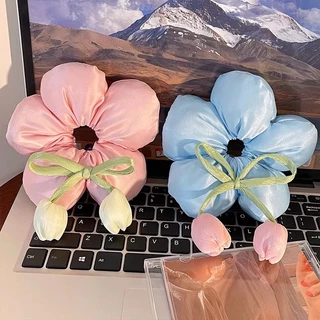ยางรัดผมฟองน้ำลายดอกไม้ ประดับดอกทิวลิป สไตล์เกาหลี มาใหม่