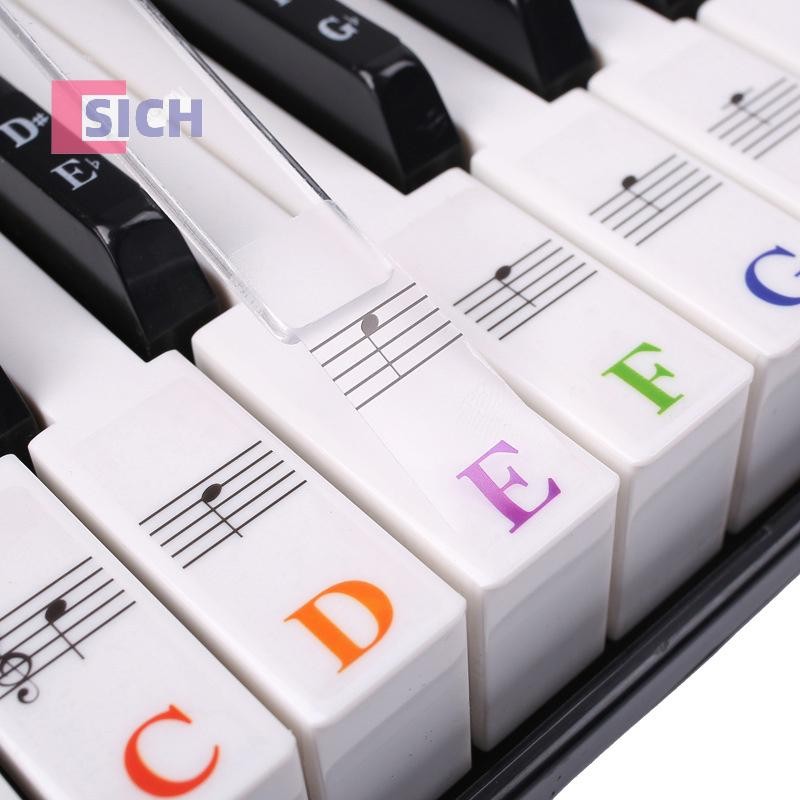 [Sich] 1 PC Multicolor Piano Stickers คีย์บอร์ด Key Note คีย์บอร์ดเปียโนแบบถอดได้ Note Labels สติกเกอร์สําหรับเด็กเริ่มต้นใหม่