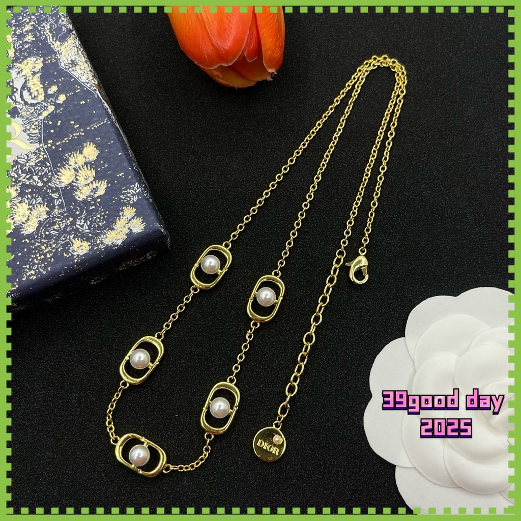 [ง-บ้าน] สร้อยคอเชื่อมต่อโลโก้มุกห้าใบผู้ชายและผู้หญิง / 54200