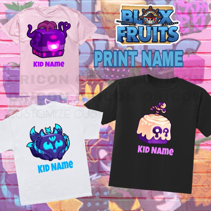 ROBLOX BLOX FRUITS CUSTOM NAME TSHIRT 100% COTTON Dough Kitsune KID AVAILABLE one piece roblox fruit