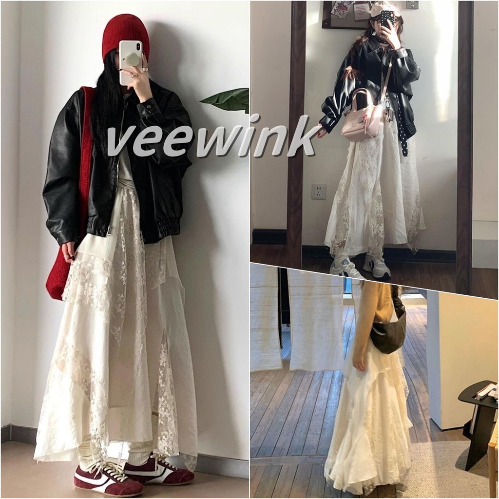 Veewink พร้อมส่งจากกทม Skirt | กระโปรงเค้กสีขาว กระโปรงยาวต่อ 4 ชั้น กระโปรงพลีทอย่างดี