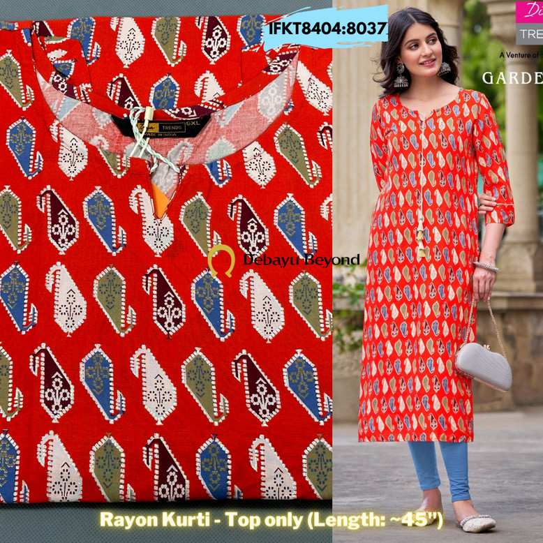 [Size L ถึง 6XL] Rayon Kurti with Plus Size - ท็อปเท่านั้น