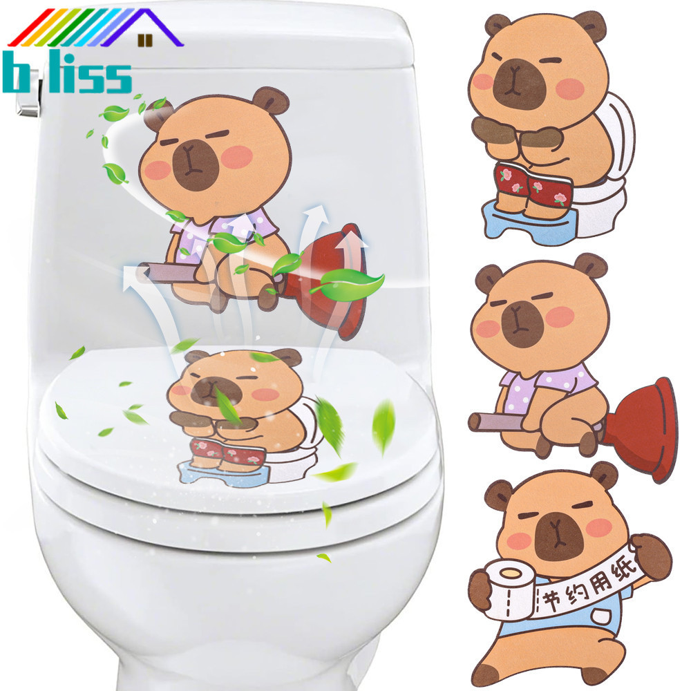 [บ้าน]สติกเกอร์ดับกลิ่นห้องน้ํา คาปิบาระ กาวติดแน่นหลังอโรม่าธรรมชาติสําหรับห้องน้ําความสด 5 ขนาดพร้อมวัสดุผ้าขน