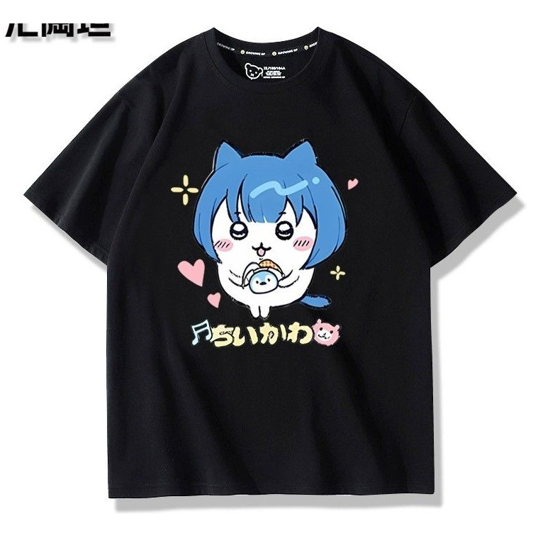 2025 รูปแบบใหม่ chikawa chikawa chikawa Uzachi Joint World Plan ดอกไม้แขนสั้นเสื้อยืดเสื้อผ้าผ้าฝ้าย