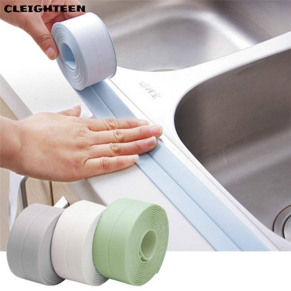 CLEIGHTEEN แถบซีลสําหรับห้องครัว, เคาน์เตอร์เทปกาวแบบมีกาวในตัว, อ่างห้องน้ําโรคราน้ําค้างมืออาชีพ เทปปิดผนึกห้องน้ําในครัวเรือน