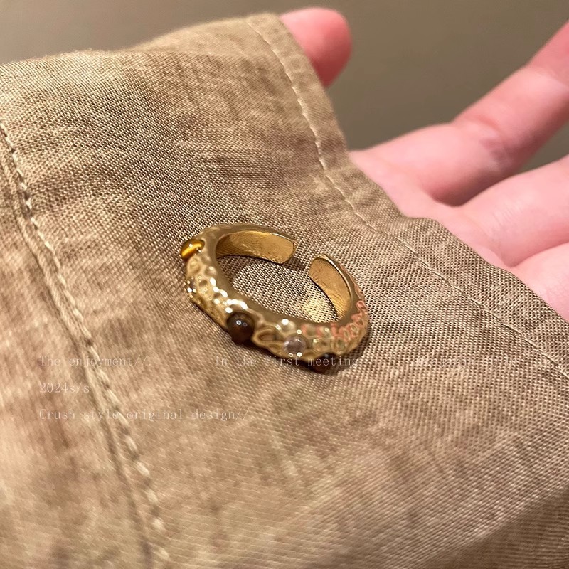 แฟชั่น Retro Tiger Eye Zirconia แหวนสําหรับผู้หญิง รูปที่ 7