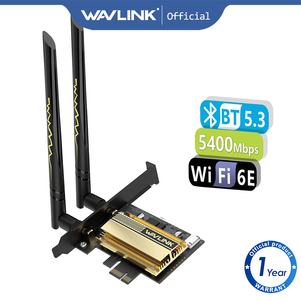 Wavlink AX5400M WiFi 6E PCIe การ์ดเครือข่าย Tri-Band AX210 อะแดปเตอร์ไร้สายพร้อมบลูทูธ 5.3 MU-MIMO WPA3 OFDMA Low-Profile Bracket ความร้อนสําหรับ Windows 10/11 PC