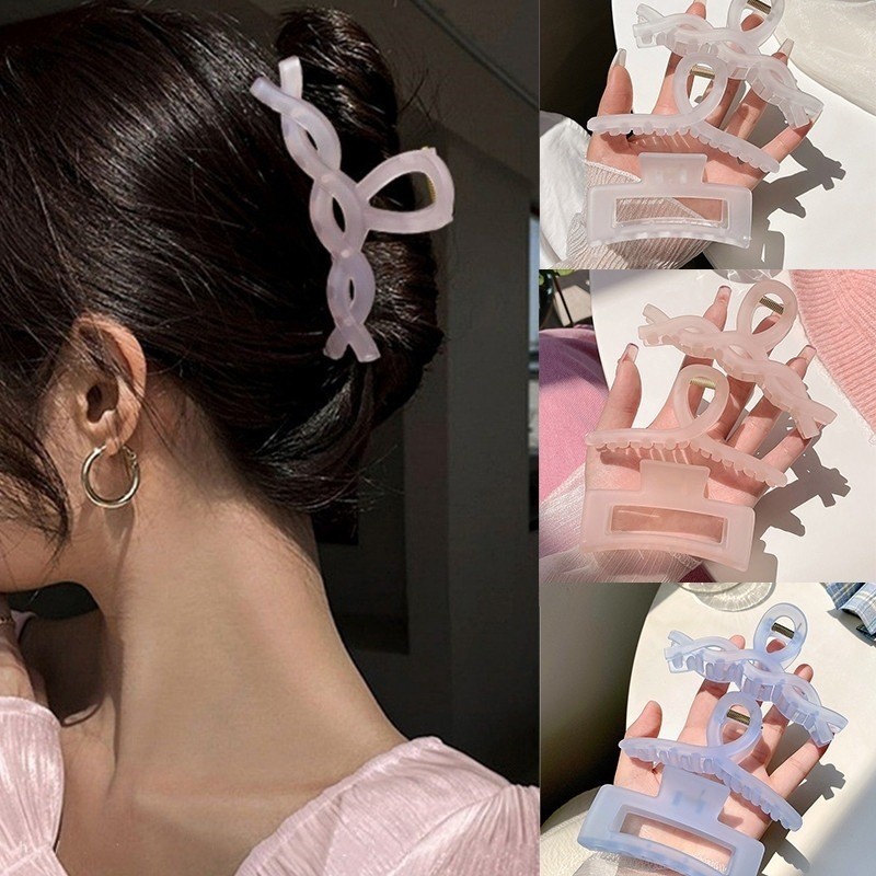 สีโปร่งแสงกิ๊บติดผมอะคริลิคหญิง Frosted Coiffure Shark Clip เครื่องประดับผม