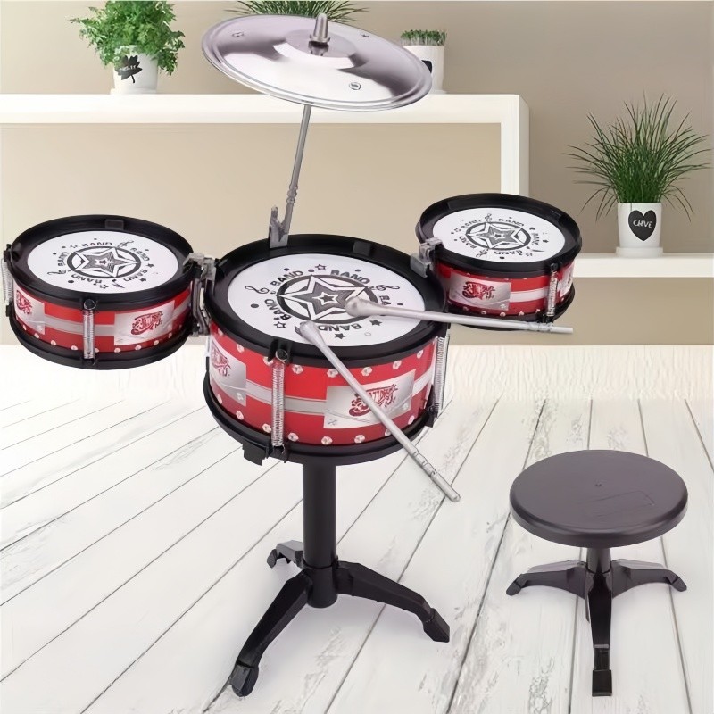 กลองชุดเด็ก กลองชุดใหญ่ 3ใบ กลองของเล่น ของเล่นดนตรี กลองชุดเด็กสมจริง