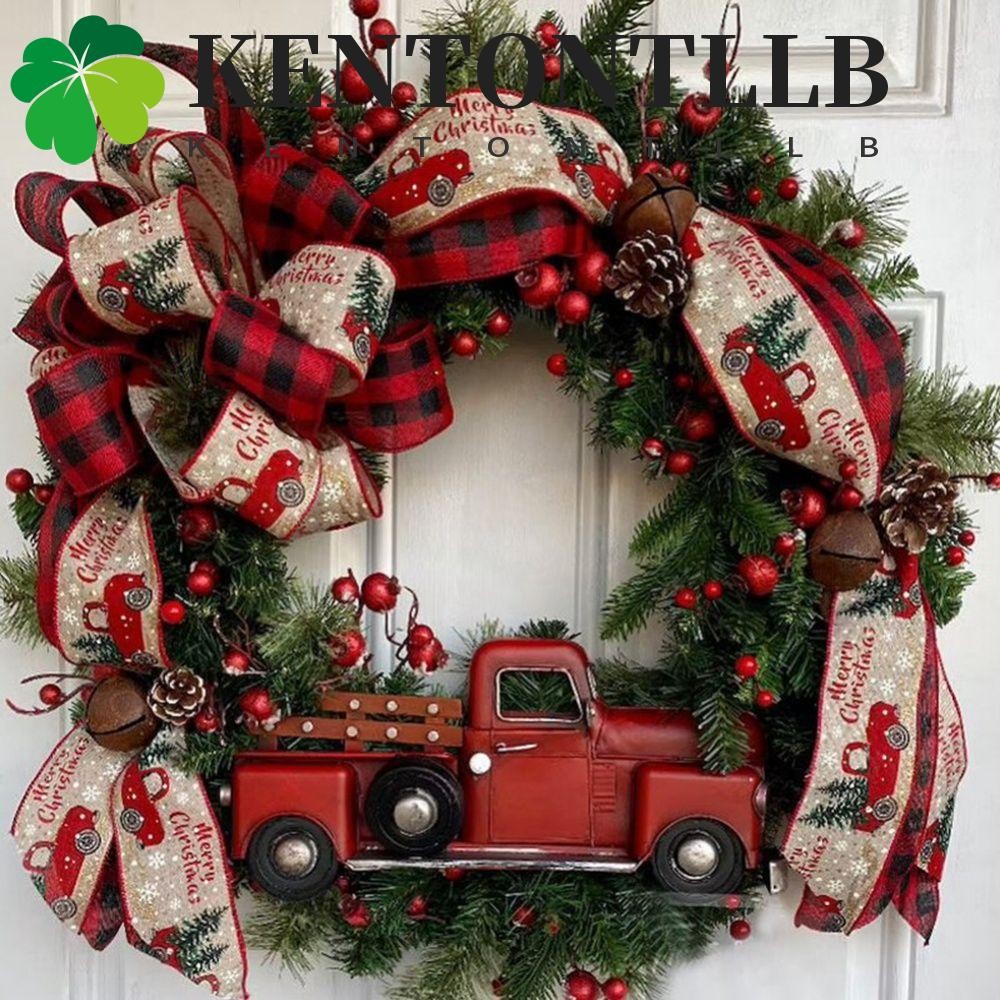 Kentontllb พวงหรีดคริสต์มาส Pinecone Vintage Farmhouse Xmas Party Supplies Merry Christmas Berry พวงมาลัยประดิษฐ์