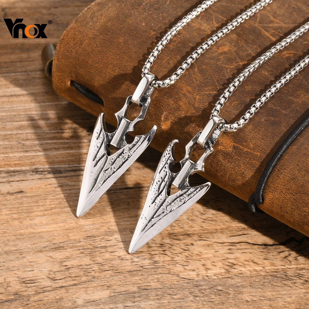 Vnox Viking Spear สร้อยคอสแตนเลสสําหรับผู้ชาย,Punk Hiphop Retro AmuletChain เครื่องประดับของขวัญ