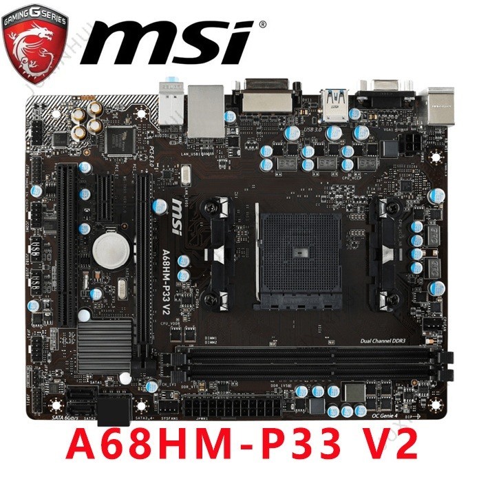 MSI A68HM-P33 V2 (รองรับ A8 7680) เมนบอร์ด Micro-ATX FM2+ DDR3 A68HM P33 ใช้แล้ว