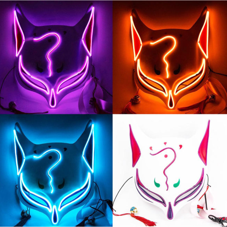 เรืองแสง Carnival Night Ghost Dance Mask, Fox Masks ฮาโลวีน LED - Light Up สําหรับปาร์ตี้ฮาโลวีน เกม Party Props หน้ากากชายหญิง