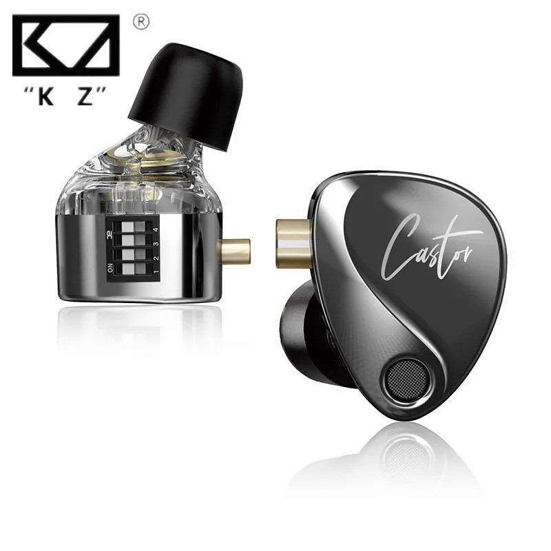 KZ Castor In Ear HiFi Earphone 2 Dynamic High-end Tunable balanced armature Earphones Monitor Headphone Cancelling Earbu