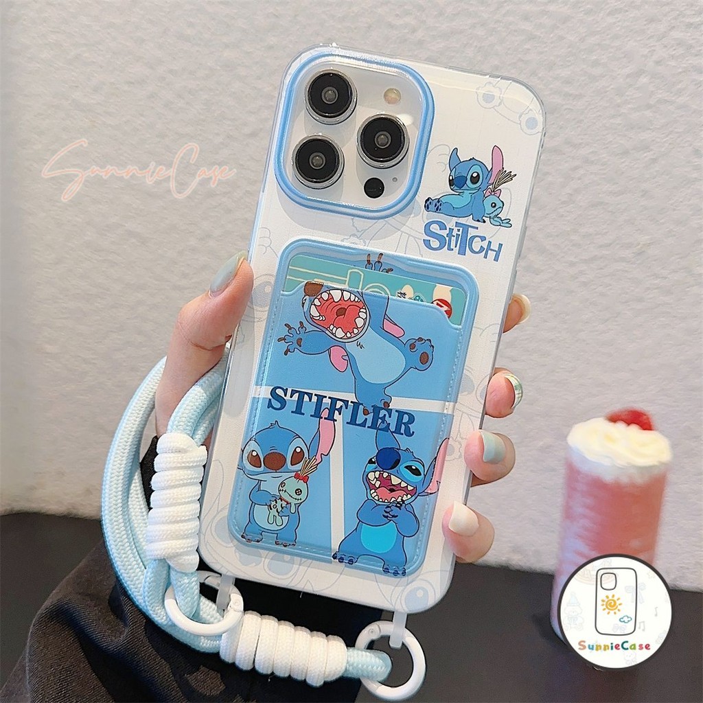 Stitch เคสไอโฟน12 เคส IPhone 11 16 12 13 14 15 Pro Max 6 8 6S 7 Plus X XR XS Max SE 2020 น่ารัก การ์ตูน เคสบัตร เคส